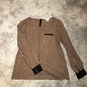 Brown and black striped dressy shirt 👚